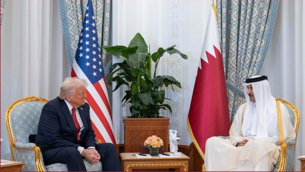 أمير قطر والرئيس الأمريكي يعقدان جلسة مباحثات رسمية