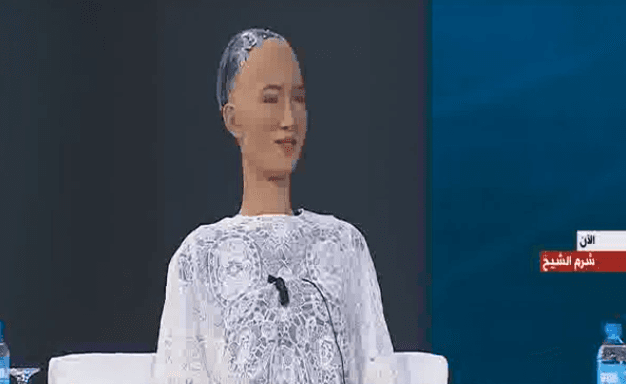 وداع حار بين الروبوت صوفيا والمشاركين في منتدى شرم الشيخ