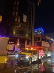 الهلال الأحمر: لم نسجل اي إصابات في البرج المشتعل بالرياض