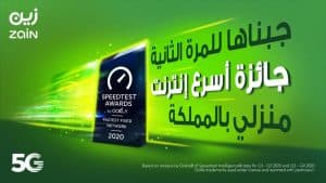 “زين السعودية” تفوز بجائزة SpeedTest لأسرع إنترنت منزلي في المملكة خلال العام 2020