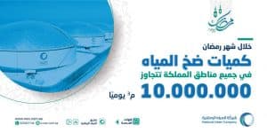 المياه الوطنية تضخ أكثر من 10 ملايين م3 من المياه يوميًا لجميع مناطق المملكة