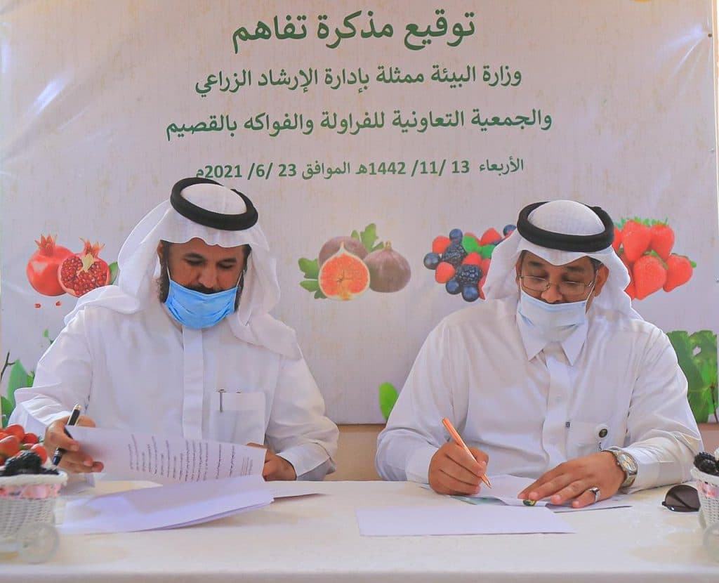 توقيع مذكرة تفاهم بين وزارة البيئة والمياه والزراعة والجمعية التعاونية للفراولة والفواكة بالقصيم