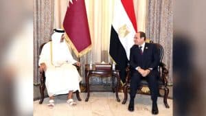 أمير قطر يلتقي بالرئيس المصري