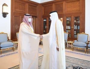 أمير دولة قطر يستقبل الأمير تركي بن محمد بن فهد