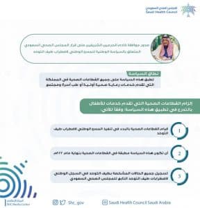 صدور موافقة خادم الحرمين الشريفين على السياسة الوطنية للمسح الوطني لاضطراب طيف التوحد