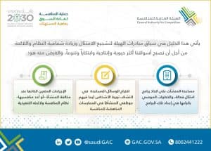 الهيئة العامة للمنافسة تنشر دليل الامتثال لنظام المنافسة ولائحته التنفيذية