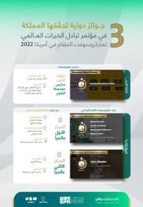 3 جوائز دولية تحقِّقُها المملكة في مؤتمر تبادل الخبرات العالمي لمايكروسوفت
