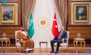 سمو ولي العهد ورئيس جمهورية تركيا يعقدان لقاءً ثنائياً