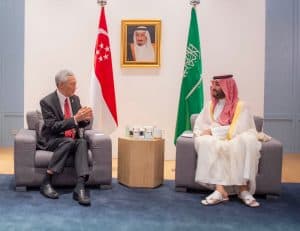 سمو ولي العهد يلتقي رئيس وزراء سنغافورة على هامش قمة منتدى التعاون الاقتصادي لآسيا والمحيط الهادئ