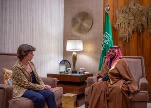 سمو ولي العهد يستقبل وزيرة خارجية فرنسا