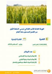 هيئة الأمن الغذائي تتم ترسية الدفعة الأولى من القمح المستورد هذا العام