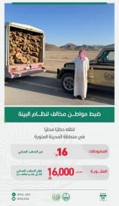 القبض على 14 شخصًا لمخالفتهم الأنظمة البيئية في مناطق “المدينة المنورة والرياض وتبوك”