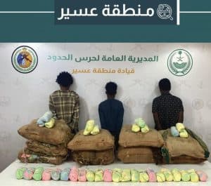 القبض على 4 أشخاص بمنطقتَي عسير والرياض لتهريبهم 237 كلجم من نبات القات ومادة الحشيش المخدرين