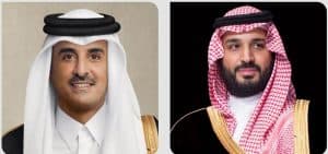 ولي العهد يبعث برقية شكر لأمير قطر إثر مشاركته في الدورة الاستثنائية للمجلس الأعلى لمجلس التعاون والقمة العربية الإسلامية الطارئة بالدوحة