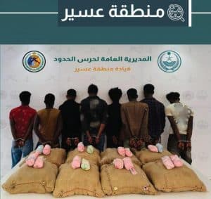 دوريات حرس الحدود بمنطقتَي عسير وجازان تحبط تهريب 261.5 كلجم من نبات القات ومادة الحشيش المخدرَين