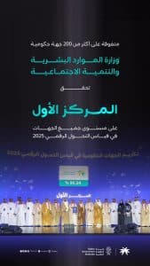 من بين أكثر من 200 جهة حكومية.. “الموارد البشرية” تحقق المركز الأول في مؤشر قياس التحول الرقمي بملتقى الحكومة الرقمية 2025