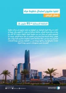 المياه الوطنية تنتهي من تنفيذ مشروع استبدال خطوط مياه شمال الرياض بتكلفة تجاوزت 81 مليون ريال