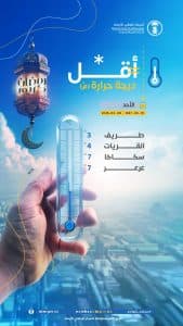 محافظة طريف تسجل أقل درجة حرارة بالمملكة