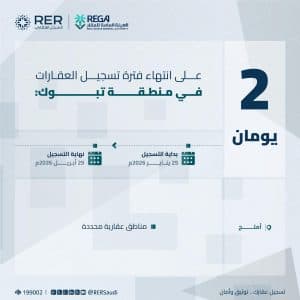 “هيئة العقار”: الأربعاء تنتهي مدة تسجيل العقارات في منطقة تبوك