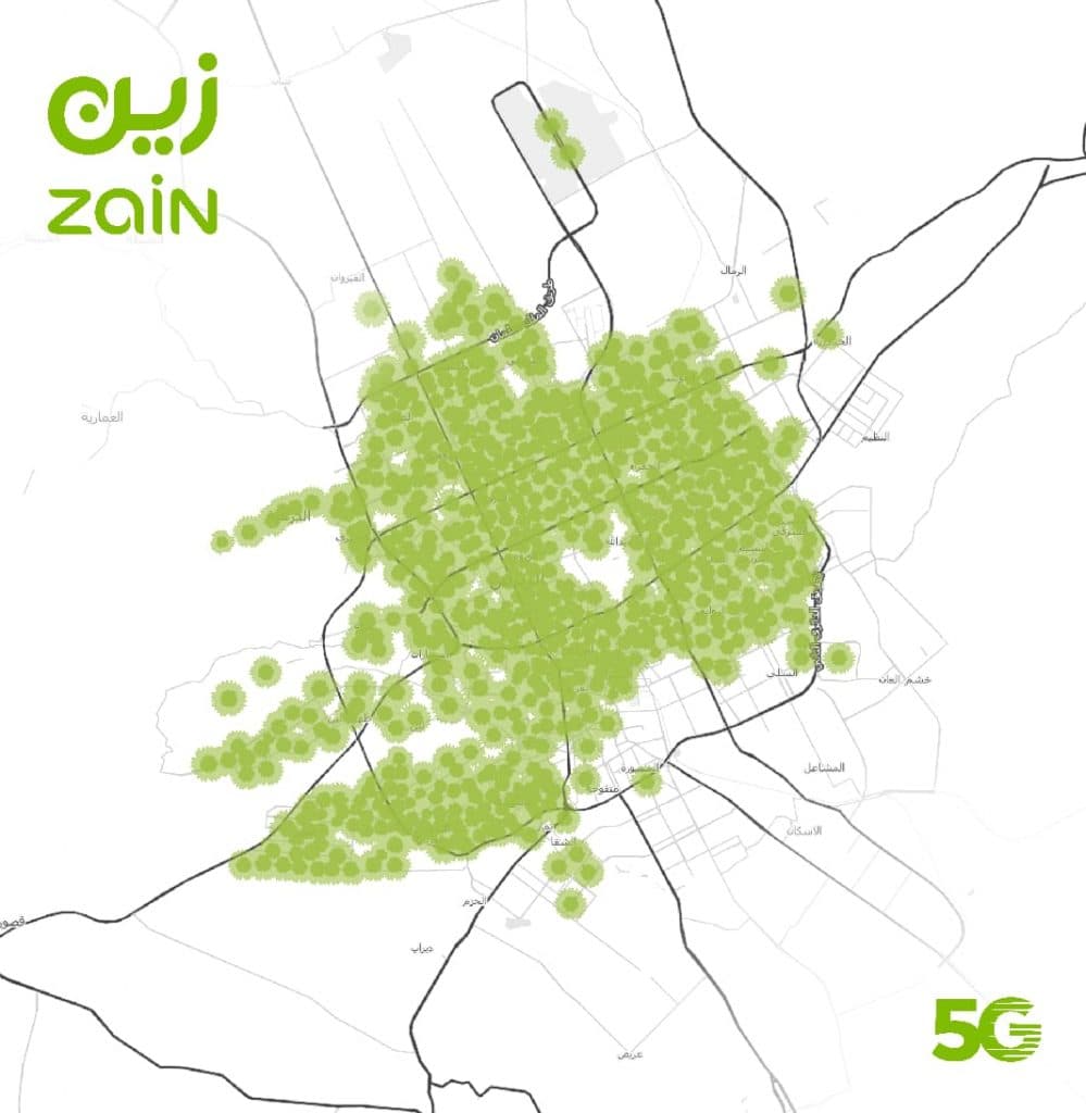 لأول مرة في قطاع الاتصالات في المملكة “زین السعودیة” تنشر خرائط تفصیلیة لتغطیة الـ(5G)