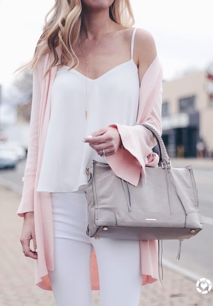 pink-summer-outfits-pink-tie-cuff-cardigan-over-white-cami-and-skinny-jeans-on-pinterestingplans-e1498503382333-714×1024
