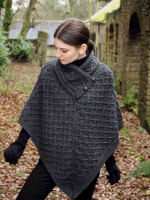 charcoal_super_soft_poncho_aran_cable_knit_merino_wool_2