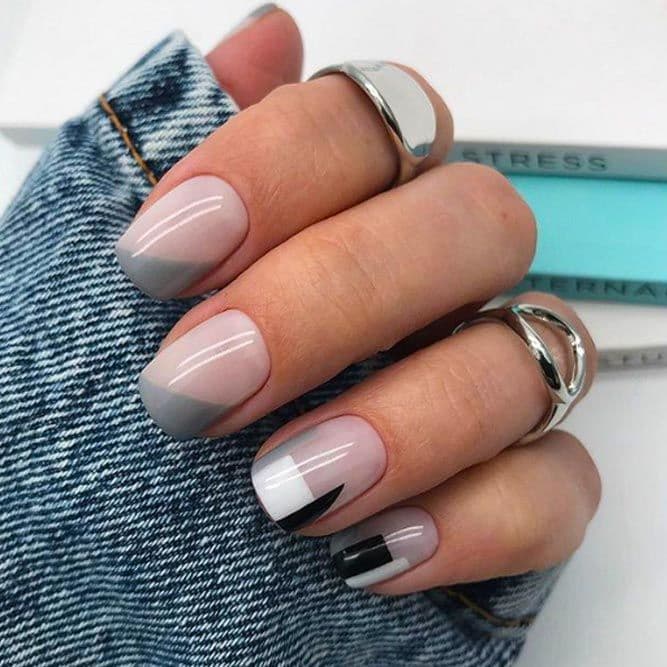 terrific-nude-nail-design-grey-black-geometry