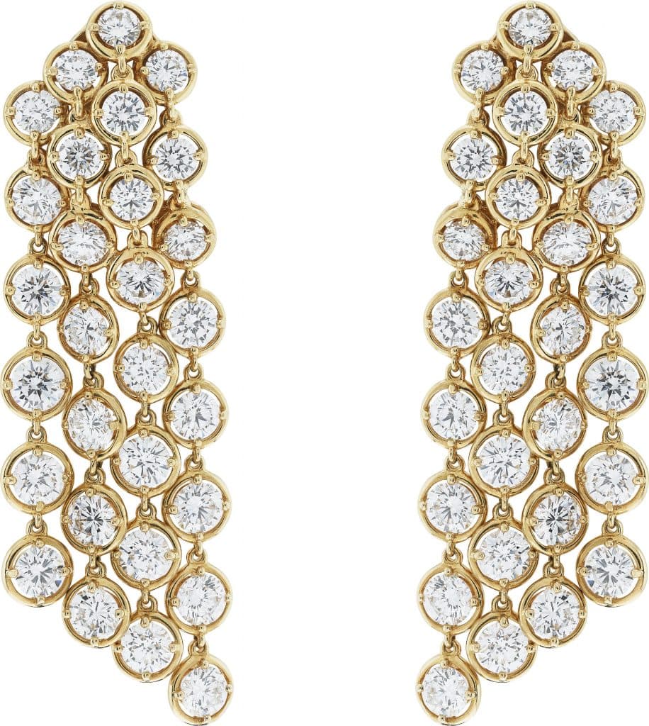 Palmyre earrings. Yellow gold, diamonds.
