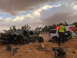 إصابة 9 أشخاص إثر تصادم مركبتين في بنبان شمال الرياض