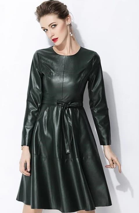 LXMSTH-Faux-Leather-Dress-Women-Elegant-Womens-PU-Leather-Dresses-With-Belt-Spring-2019-Plus-Size