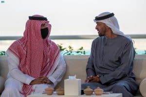 سمو ولي عهد أبو ظبي يستقبل سمو الأمير عبدالعزيز بن سعود بن نايف