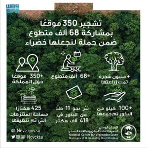 مركز الغطاء النباتي: تشجير أكثر من 350 موقعًا حول المملكة