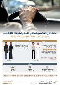 الهيئة العامة للنقل تَعْتَمِدُ الزّي المخصص لسائقي الأجرة وتطبيقات نقل الركاب