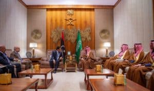 سمو ولي العهد يستقبل رئيس المجلس الرئاسي الليبي