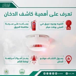 الدفاع المدني يوضح أهمية كاشف الدخان في المنزل