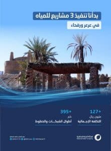 “المياه الوطنية” تبدأ تنفيذ 3 مشروعات في منطقة الحدود الشمالية بتكلفة تجاوزت 127 مليون ريال