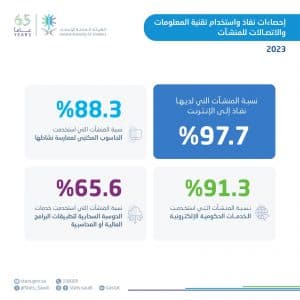 “الإحصاء”: 97.7% نسبة المنشآت التي لديها إنترنت في المملكة لعام 2023