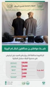 القبض على 3 أشخاص لمخالفتهم الأنظمة البيئية بمحميتَي الملك سلمان والإمام فيصل الملكيتَين