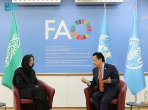 الأميرة سارة بنت بندر تلتقي المدير العام لمنظمة “الفاو” في روما