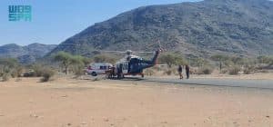 الهلال الأحمر يفعّل الاستجابة الجوية لإنقاذ مريض في قرية الشلايل بمنطقة المدينة المنورة